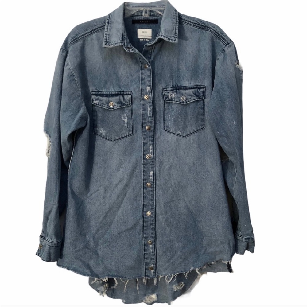 KSUBI Denim Shirt Distressed